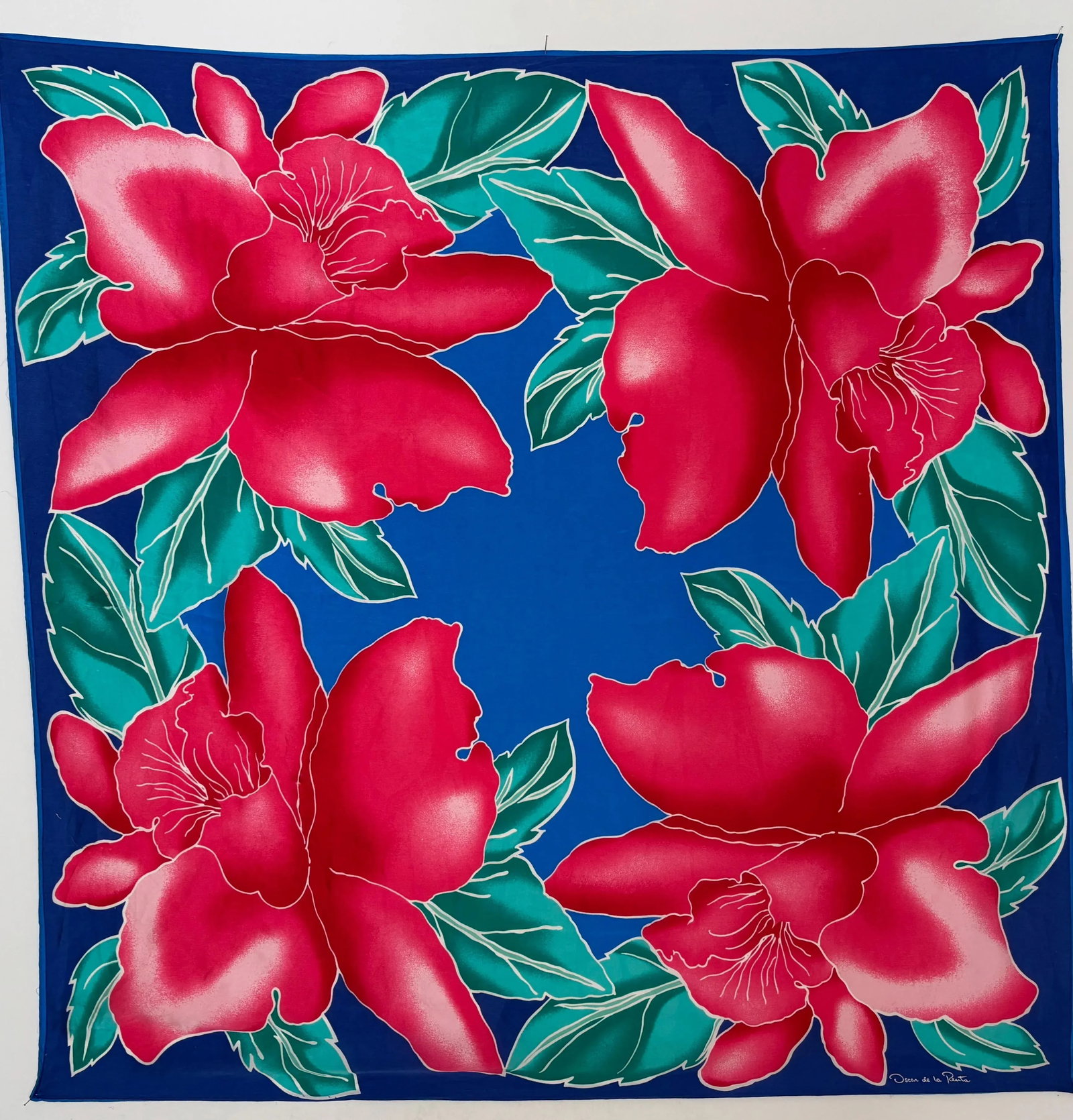 Oscar De La Renta Vivid Floral Tropical Silk Scarf - 5