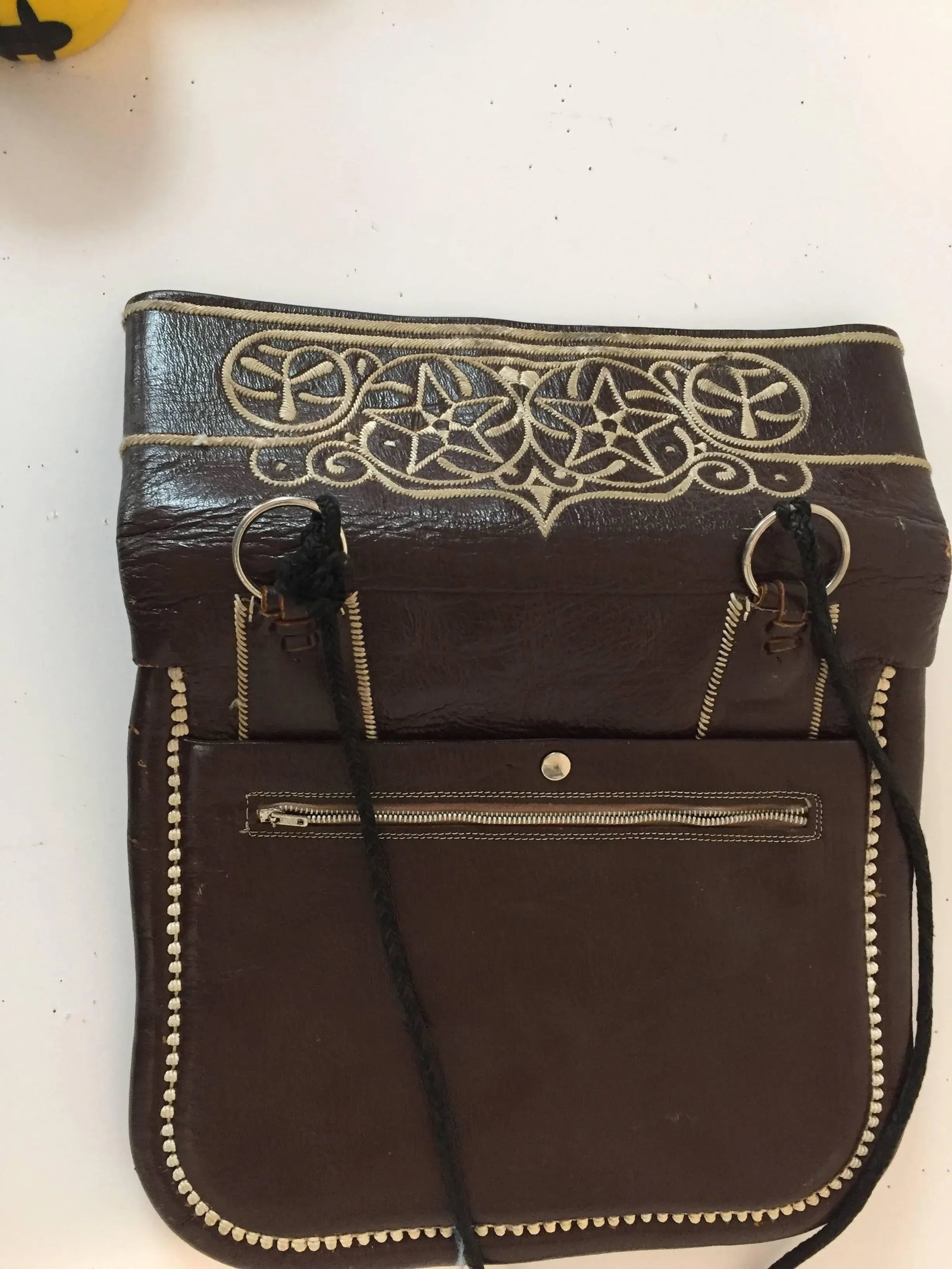 Vintage Moroccan Cross Body Leather African Bag - 10