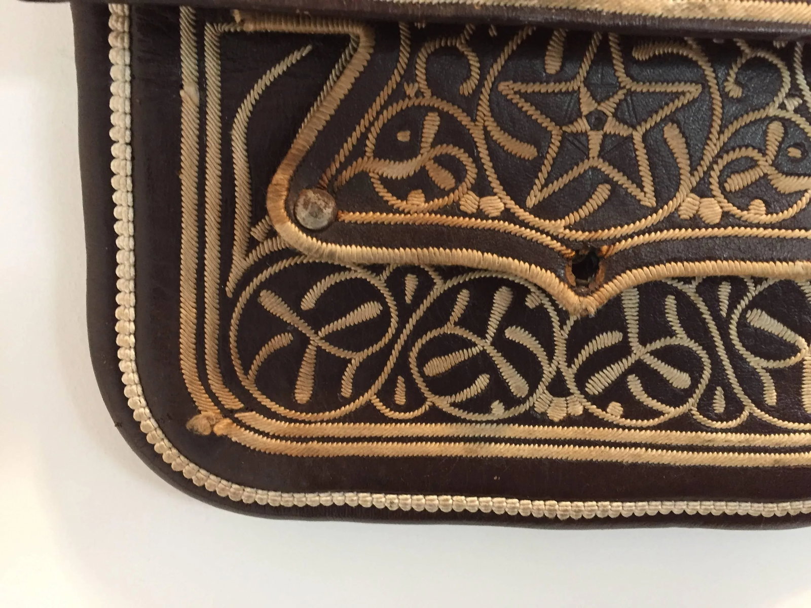 Vintage Moroccan Cross Body Leather African Bag - 4