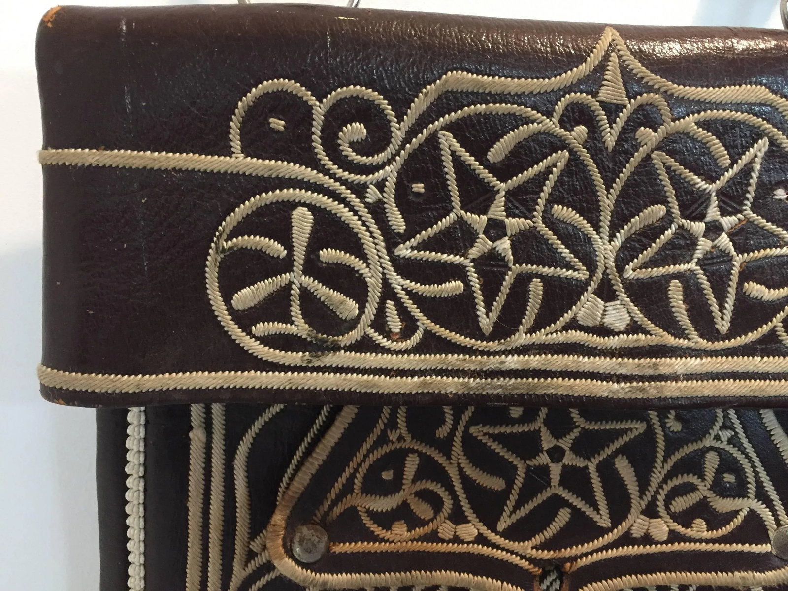 Vintage Moroccan Cross Body Leather African Bag - 5