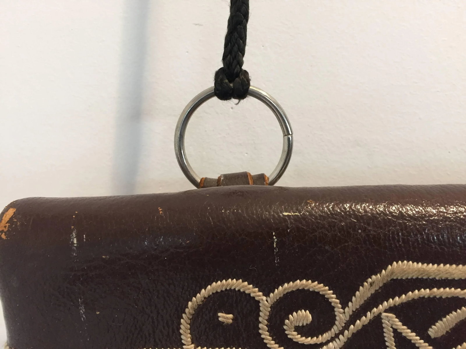 Vintage Moroccan Cross Body Leather African Bag - 6