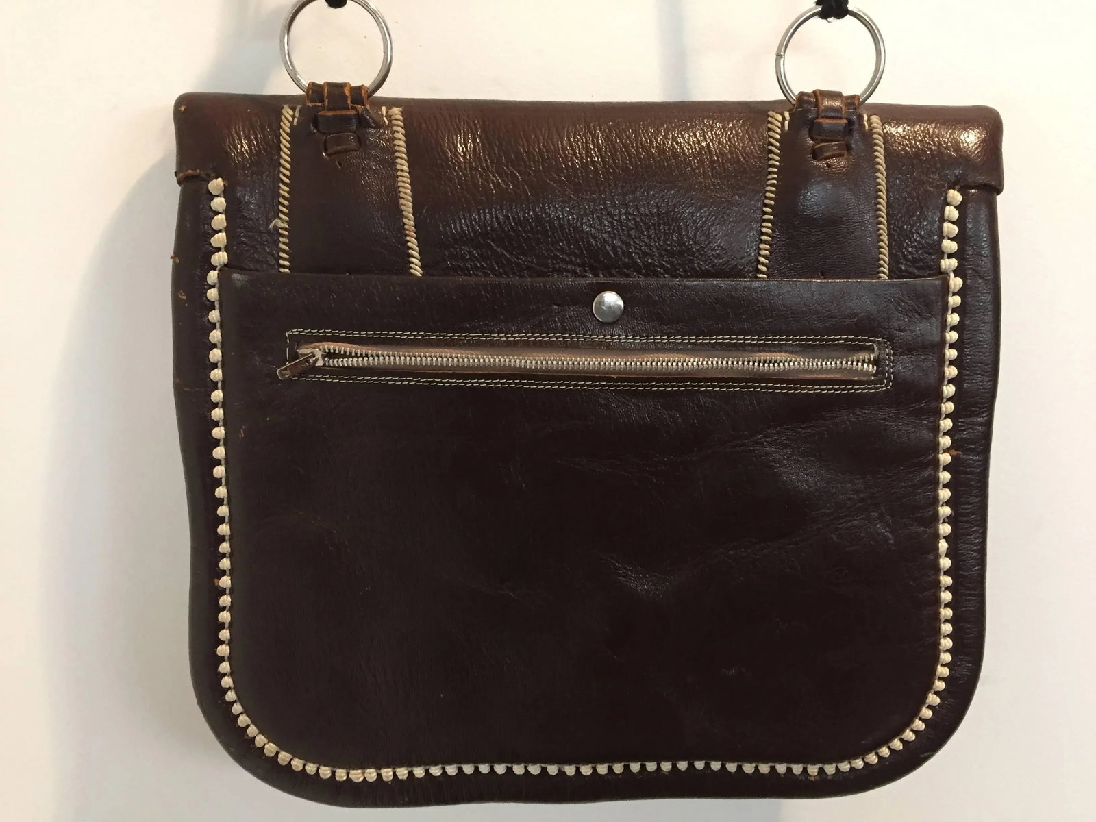 Vintage Moroccan Cross Body Leather African Bag - 7