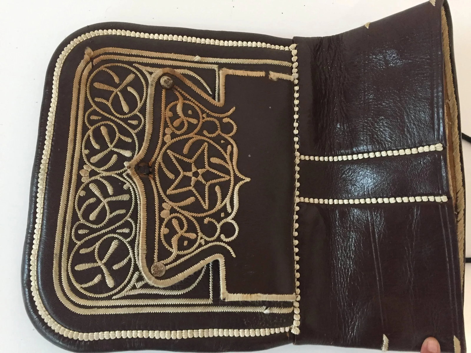 Vintage Moroccan Cross Body Leather African Bag - 8