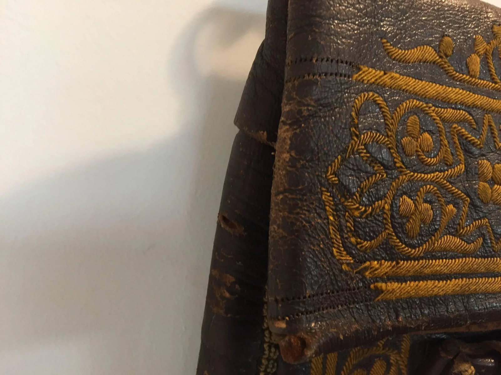 Old Hand Tooled Leather Moroccan Satchel Bag - 2