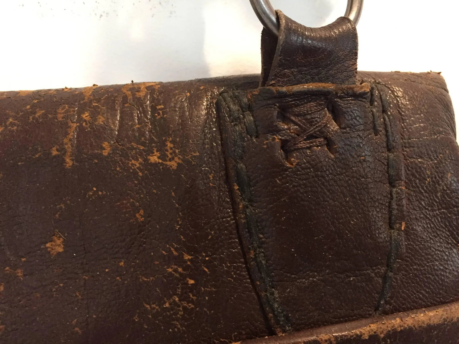 Old Hand Tooled Leather Moroccan Satchel Bag - 9