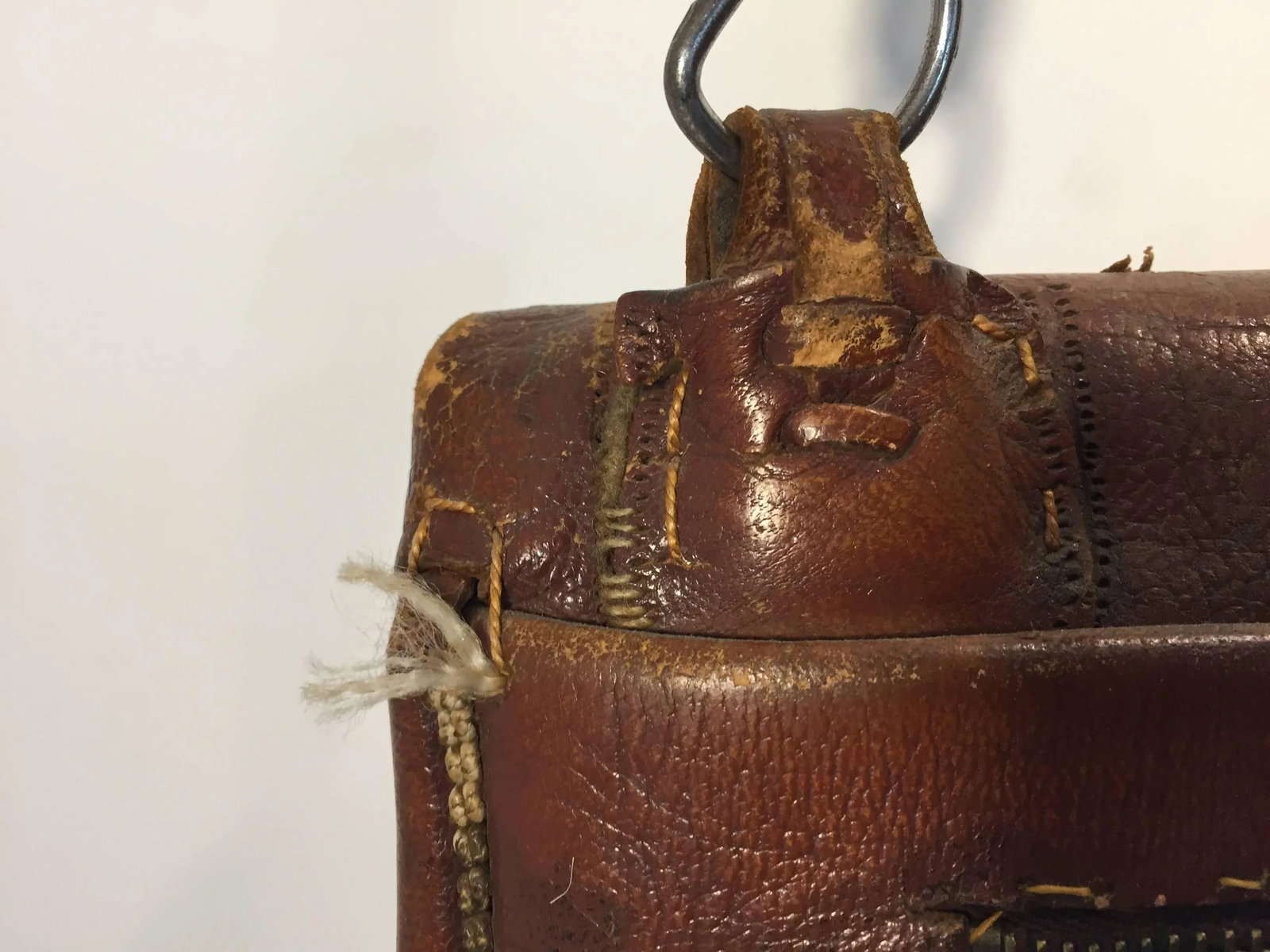 Antique Moroccan Hand Tooled Leather Berber Tribal Shoulder Bag - 8