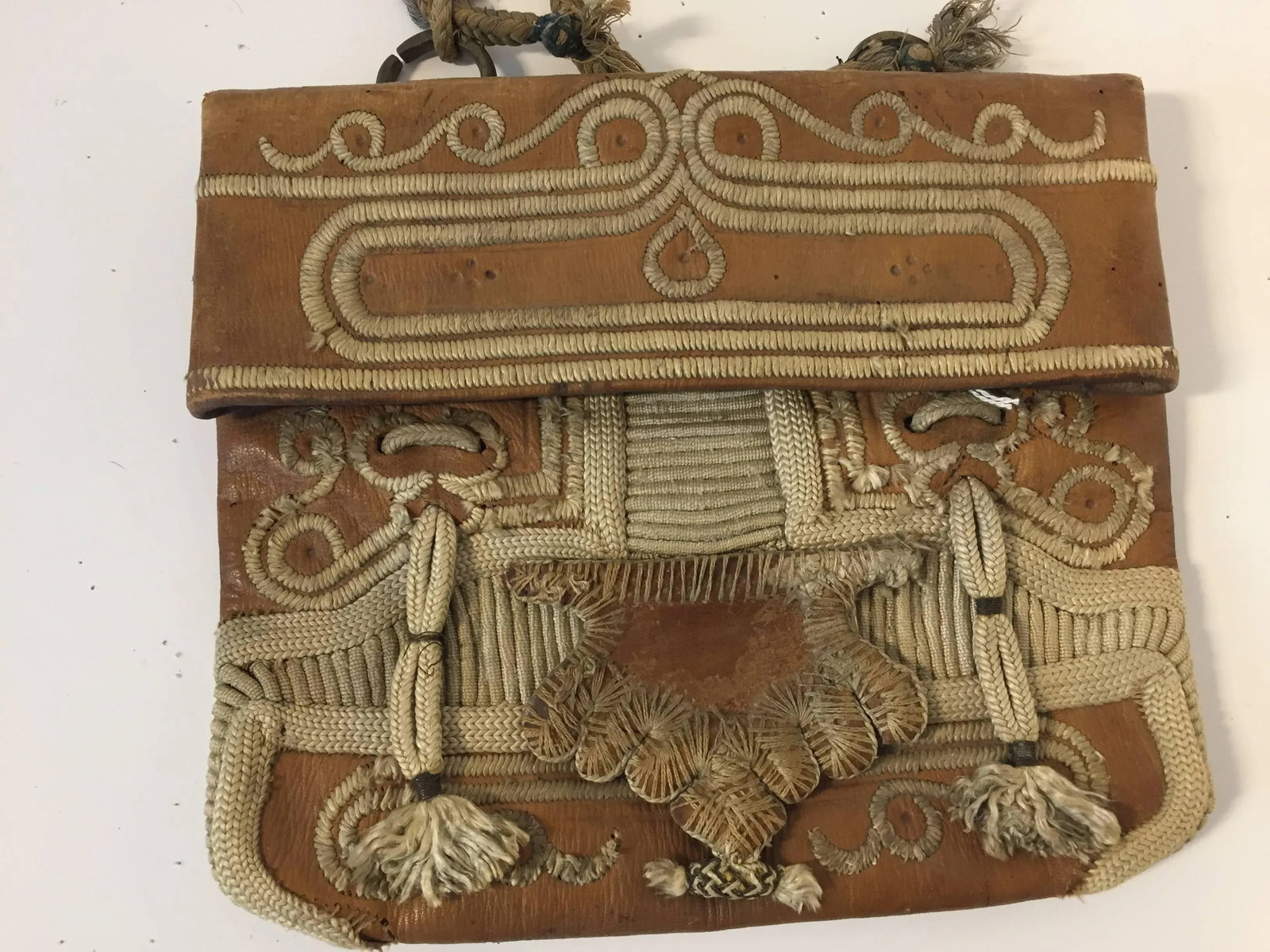 Hand Tooled Leather African Tribal Moroccan Shoulder Bag - 4