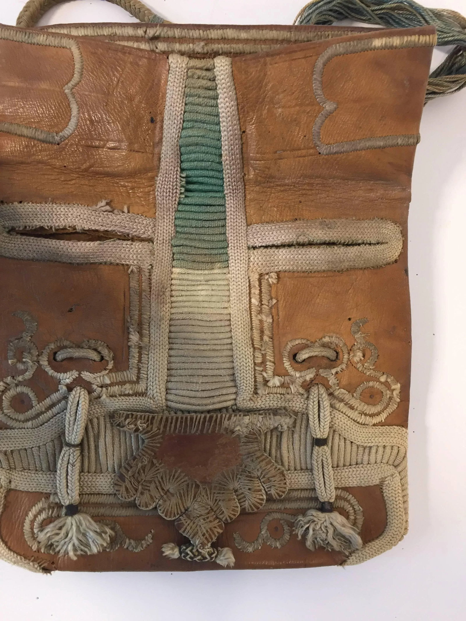 Hand Tooled Leather African Tribal Moroccan Shoulder Bag - 5
