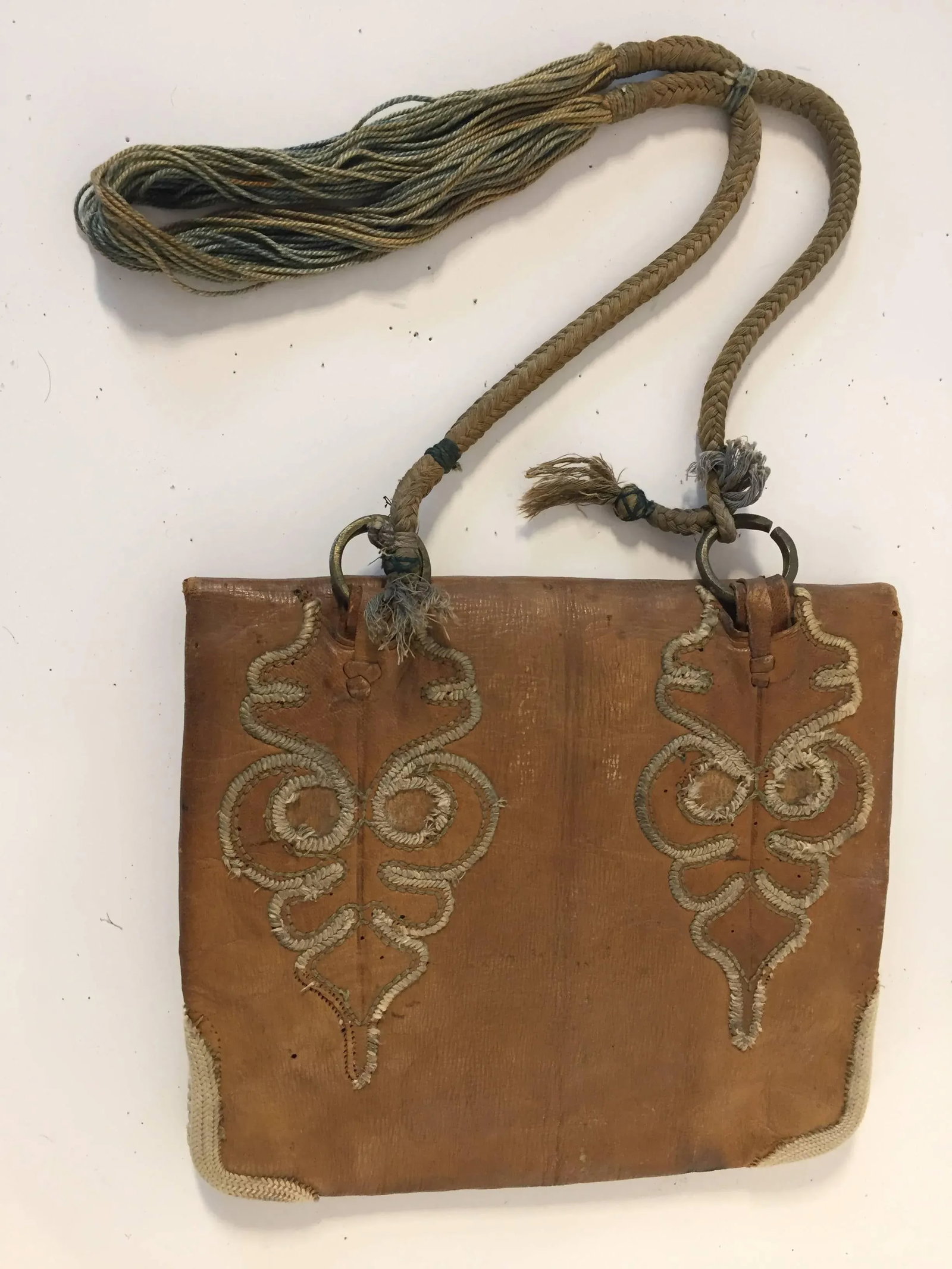 Hand Tooled Leather African Tribal Moroccan Shoulder Bag - 6
