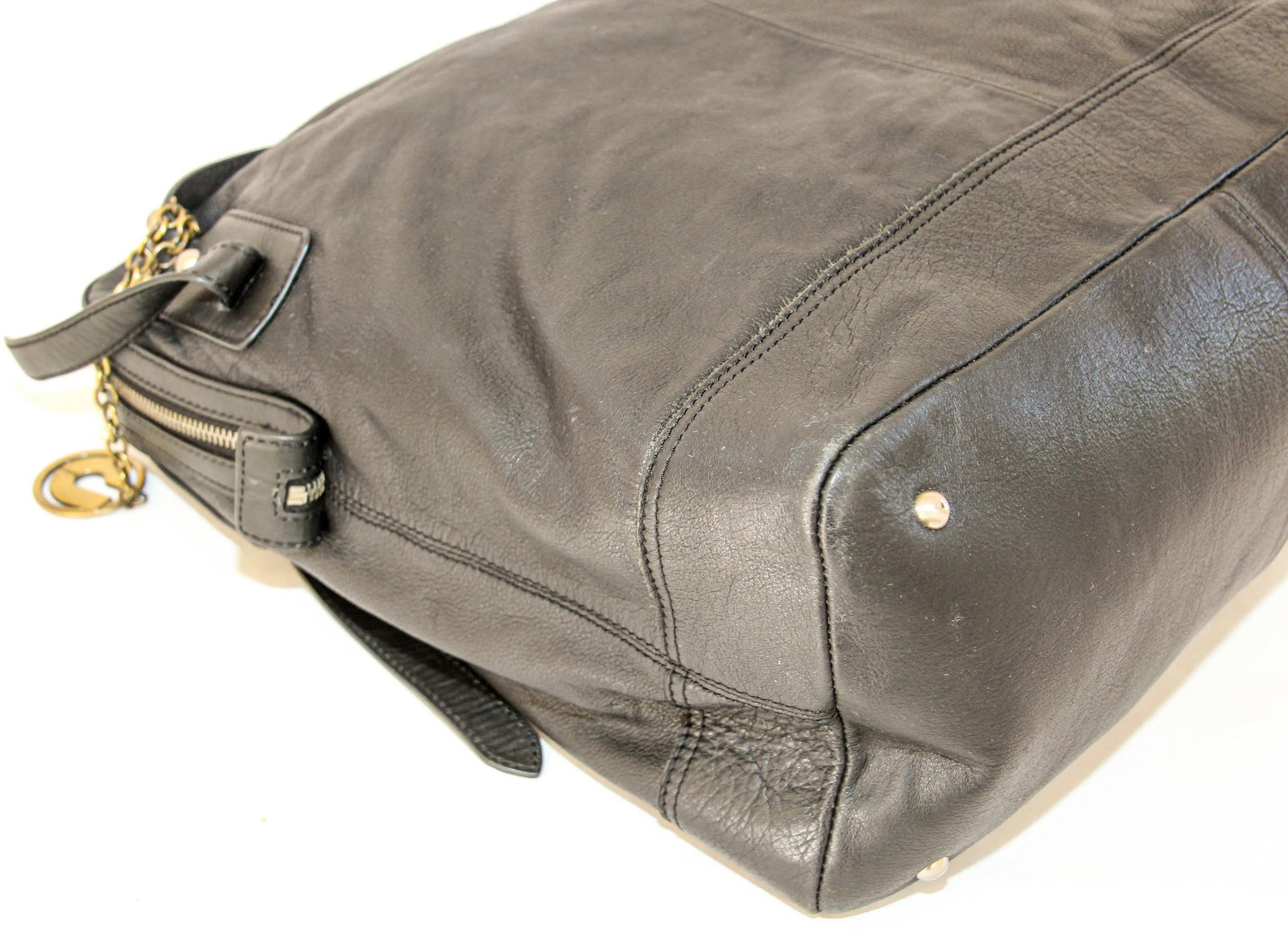 Charles Jourdan Black Leather Satchel Handle Computer Bag - 2
