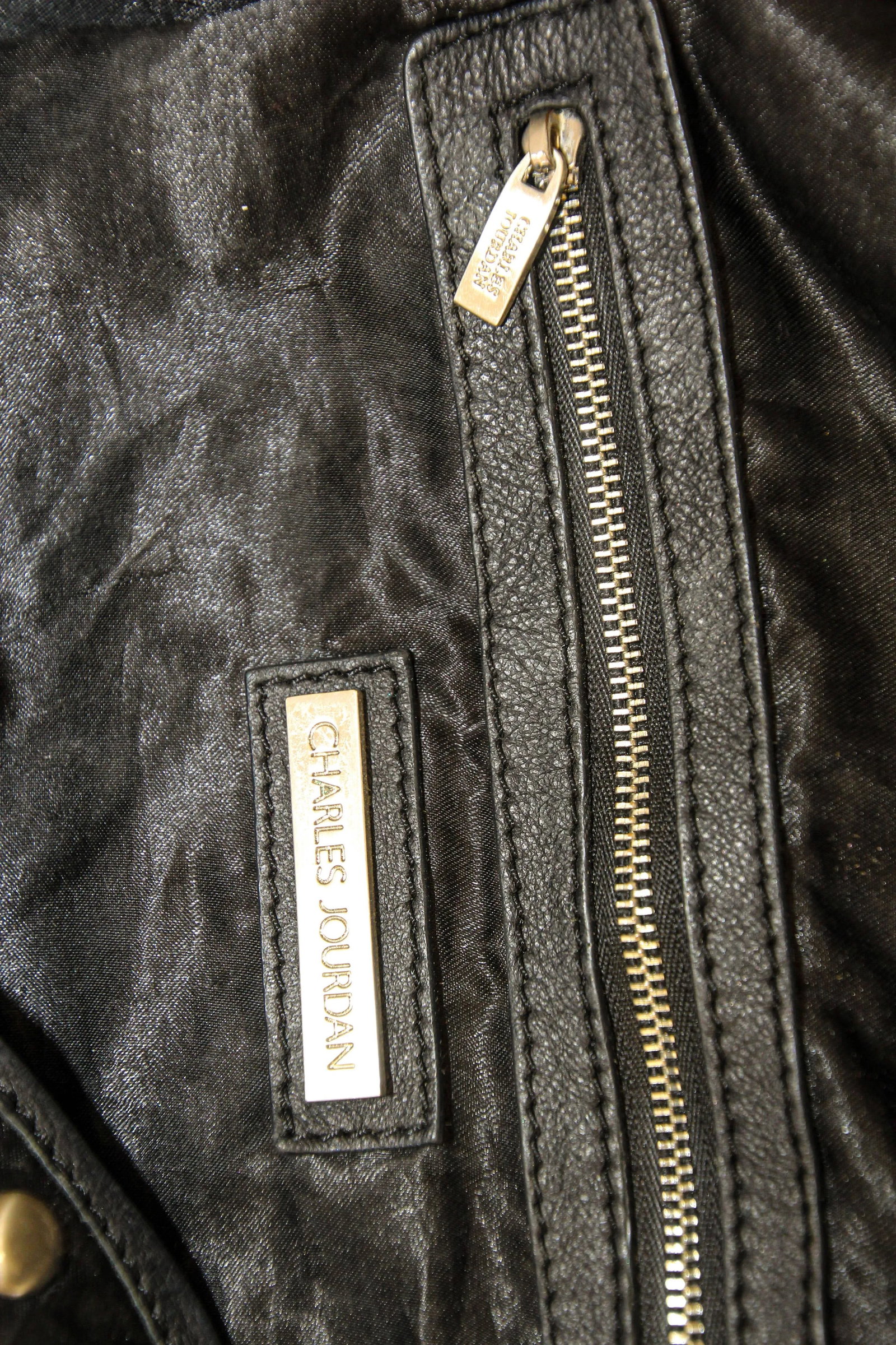 Charles Jourdan Black Leather Satchel Handle Computer Bag - 3