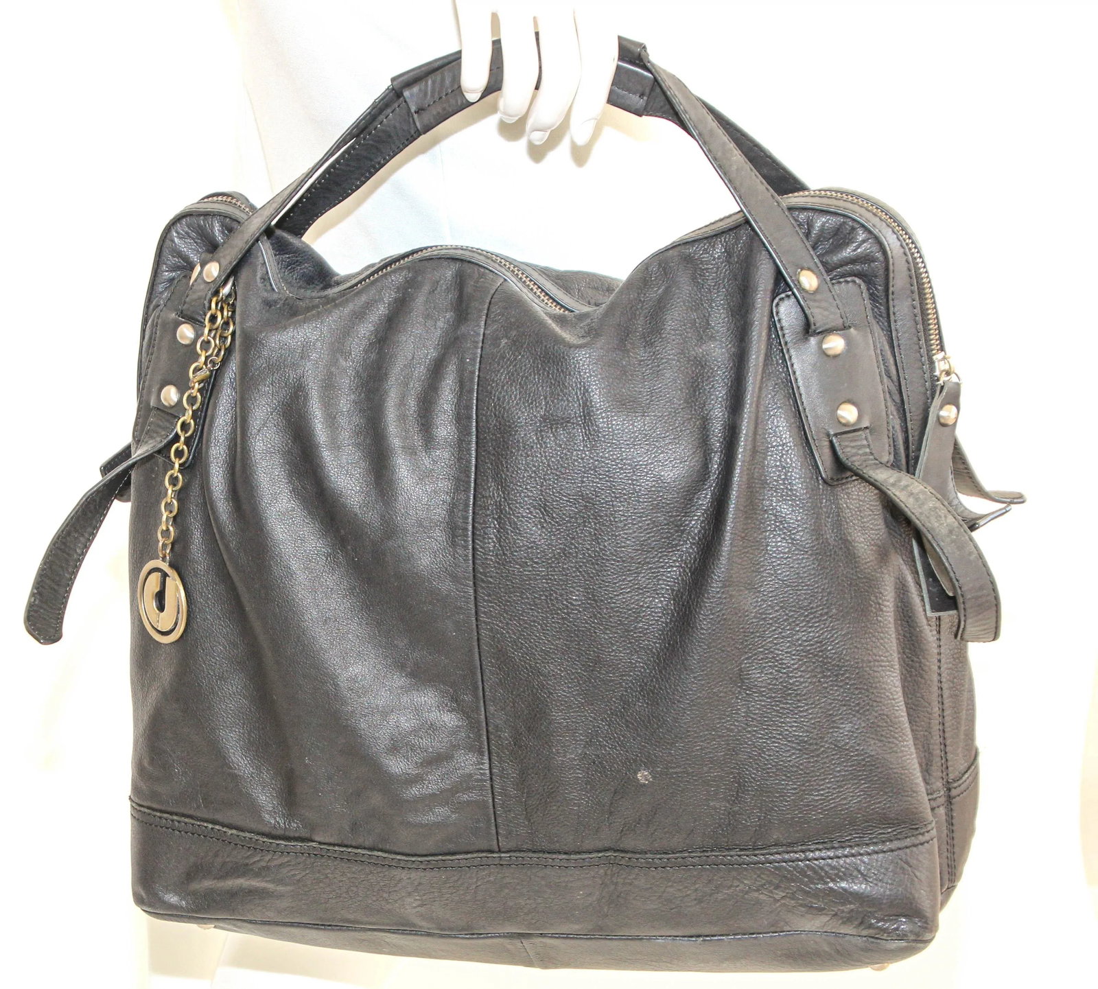 Charles Jourdan Black Leather Satchel Handle Computer Bag - 5