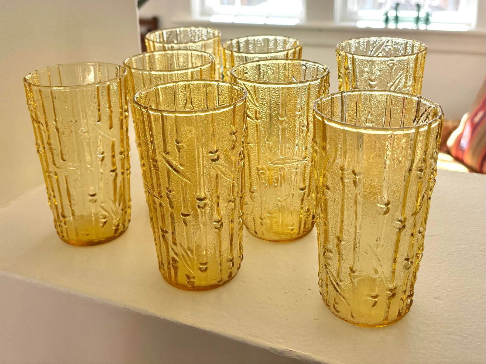 Vintage Golden Glass Bamboo Tumbler Glasses, Set of Eight - 4