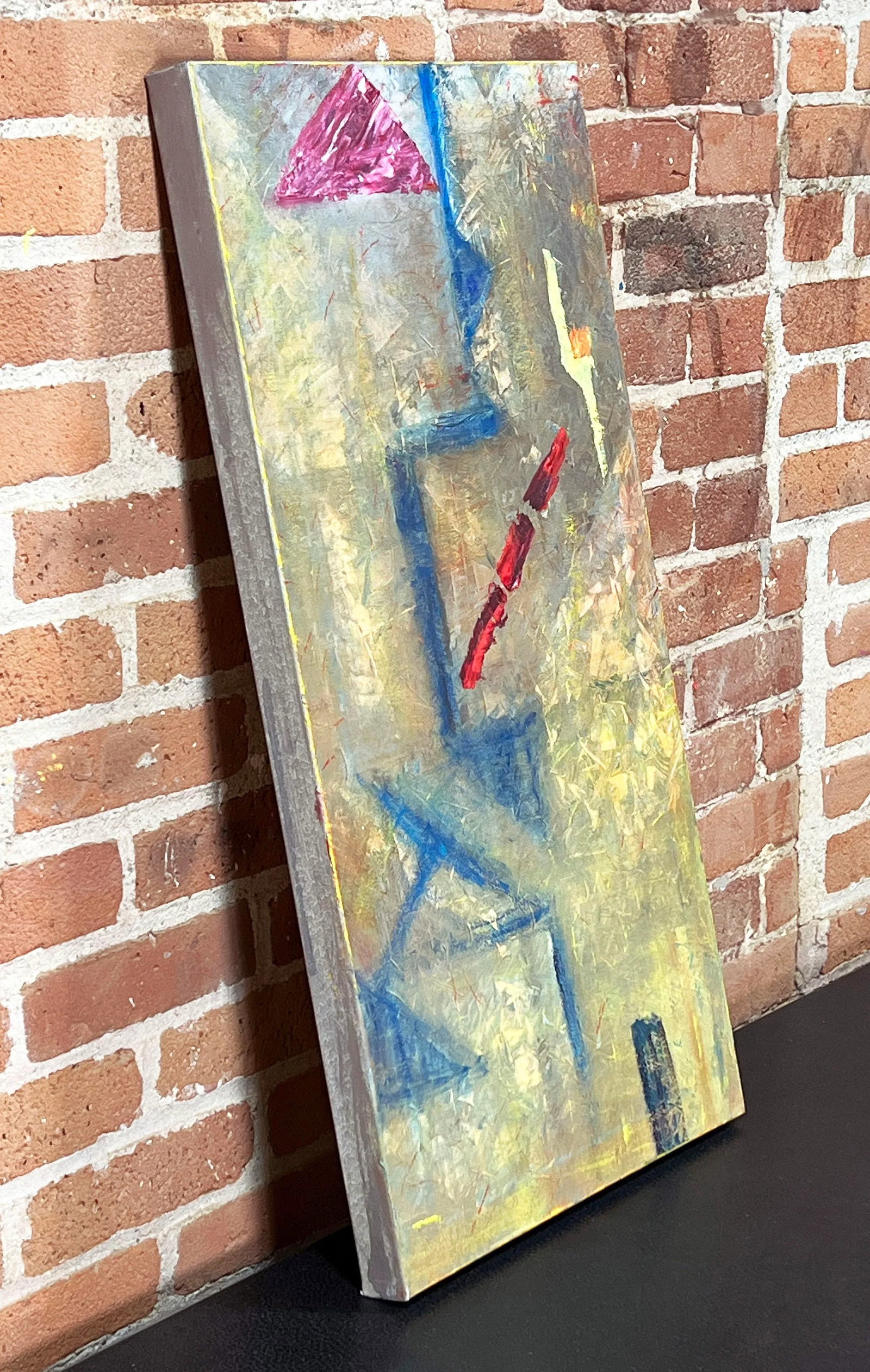 Mid Century Modern Style Geometric Abstract Expressionist Acrylic Painting on Canvas - 3