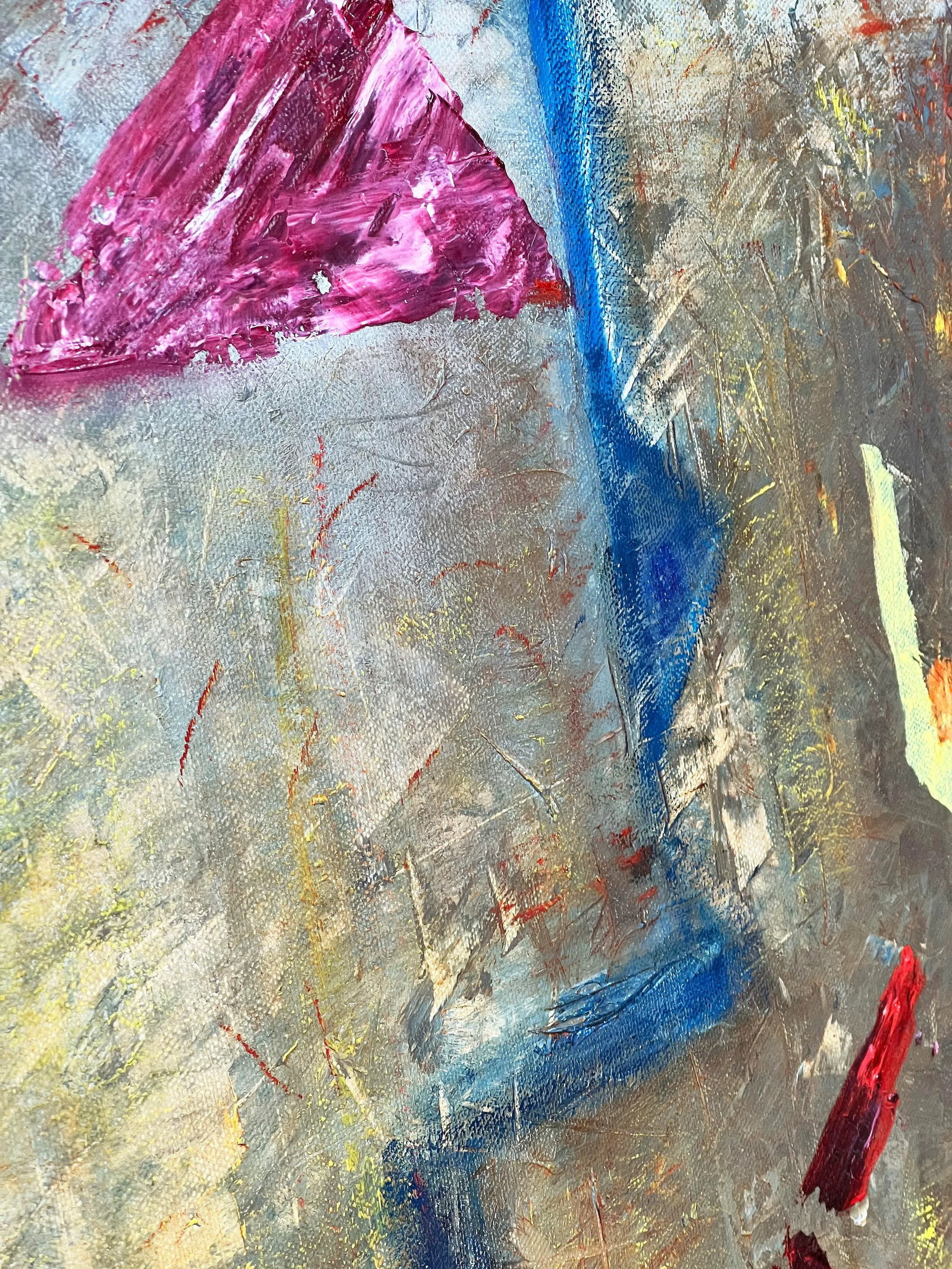 Mid Century Modern Style Geometric Abstract Expressionist Acrylic Painting on Canvas - 4