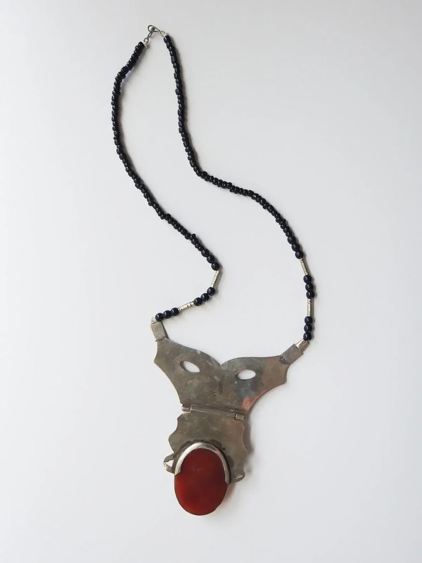 Vintage Tribal Carnelian and Silverplate Necklace - 7