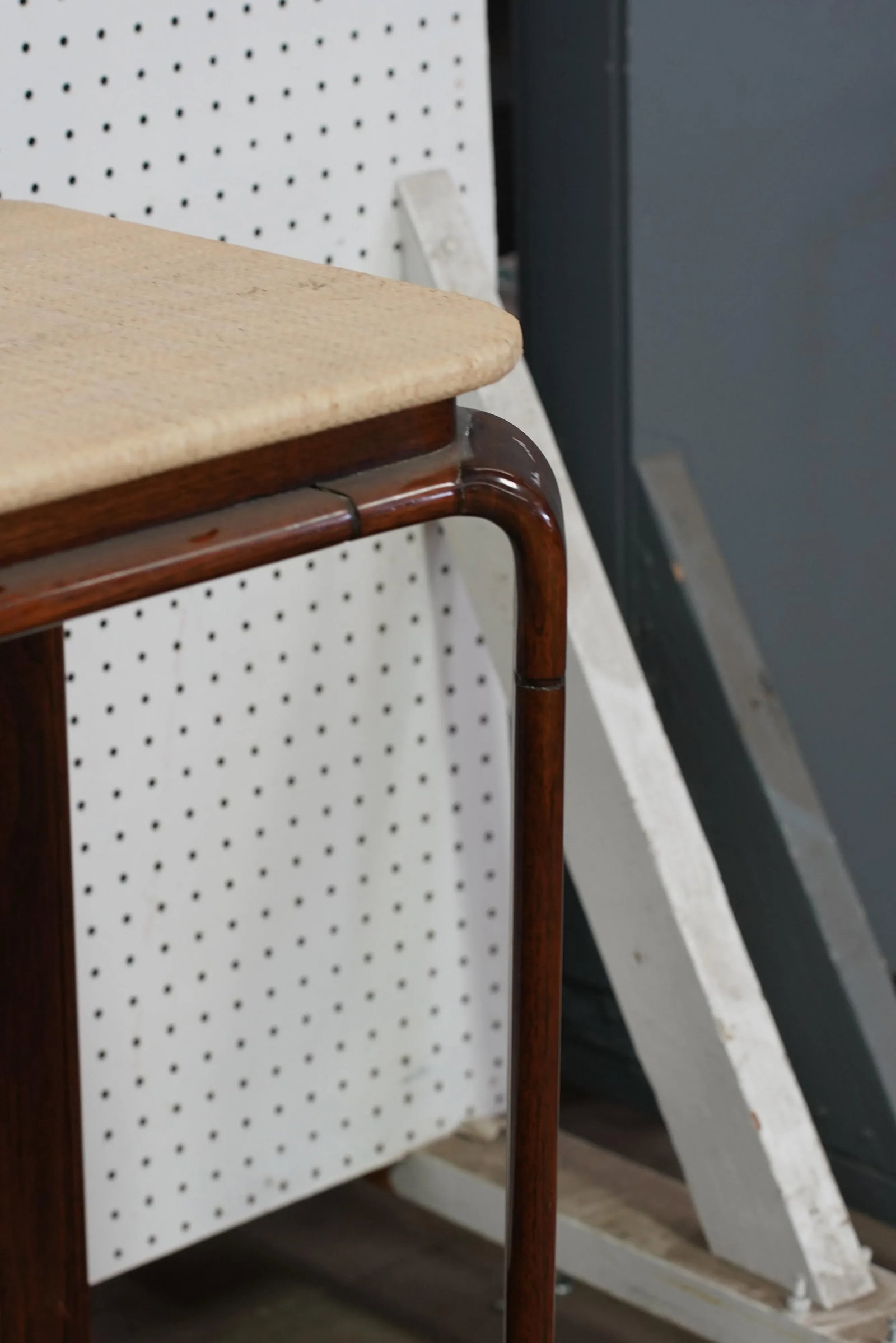 1970s Vintage Rattan Stained Wood Console Table - 10