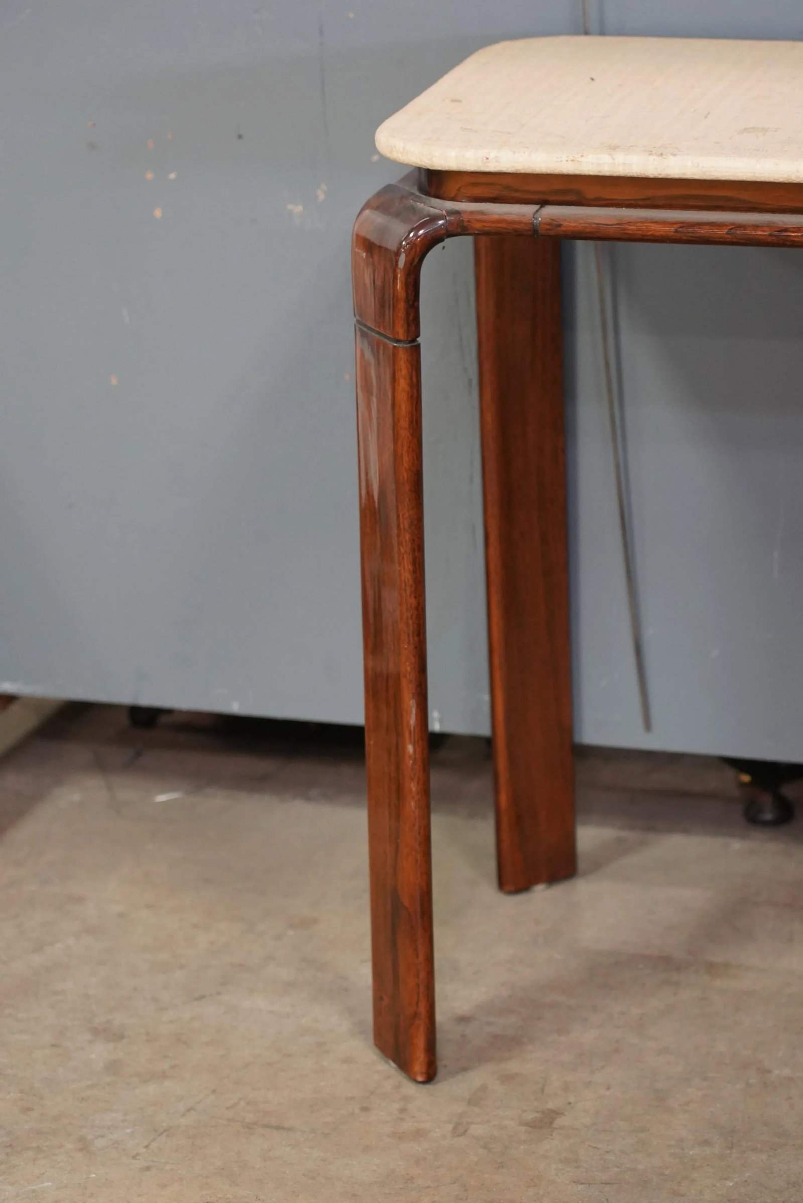 1970s Vintage Rattan Stained Wood Console Table - 5