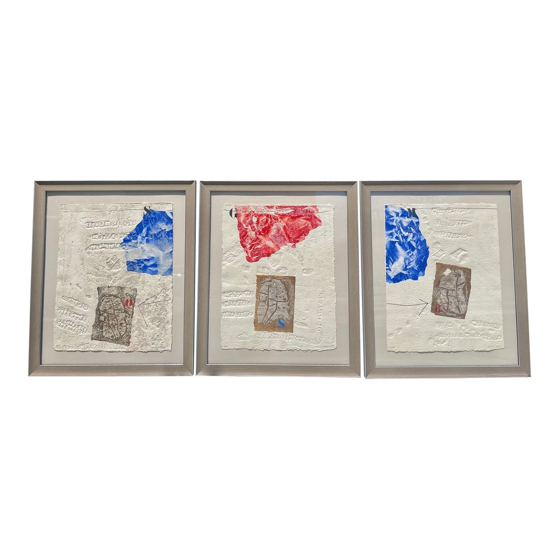 1980s Original Triptych by James Coignard, Framed: James Coignard was a French painter, sculptor, engraver born in Tours in 1925. He lived and worked in Antibes (Alpes-Maritimes). Her career as an artist is peppered with collective and personal exhibi