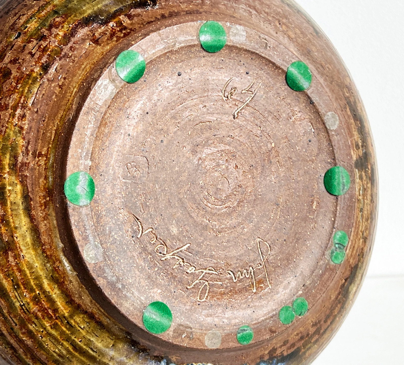 Large Signed Studio Pottery Bowl by John Gasper in Earthy Glaze Tones - 10