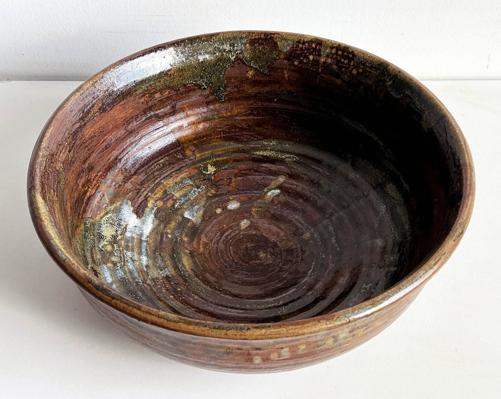 Large Signed Studio Pottery Bowl by John Gasper in Earthy Glaze Tones - 2