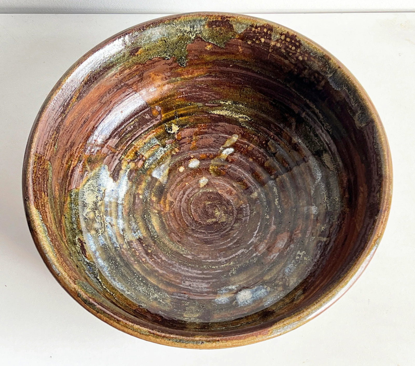 Large Signed Studio Pottery Bowl by John Gasper in Earthy Glaze Tones - 4