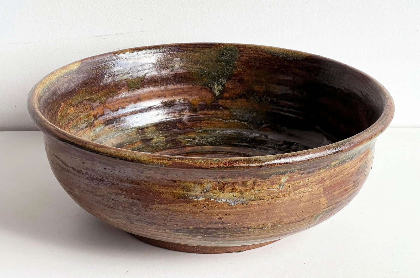 Large Signed Studio Pottery Bowl by John Gasper in Earthy Glaze Tones - 5