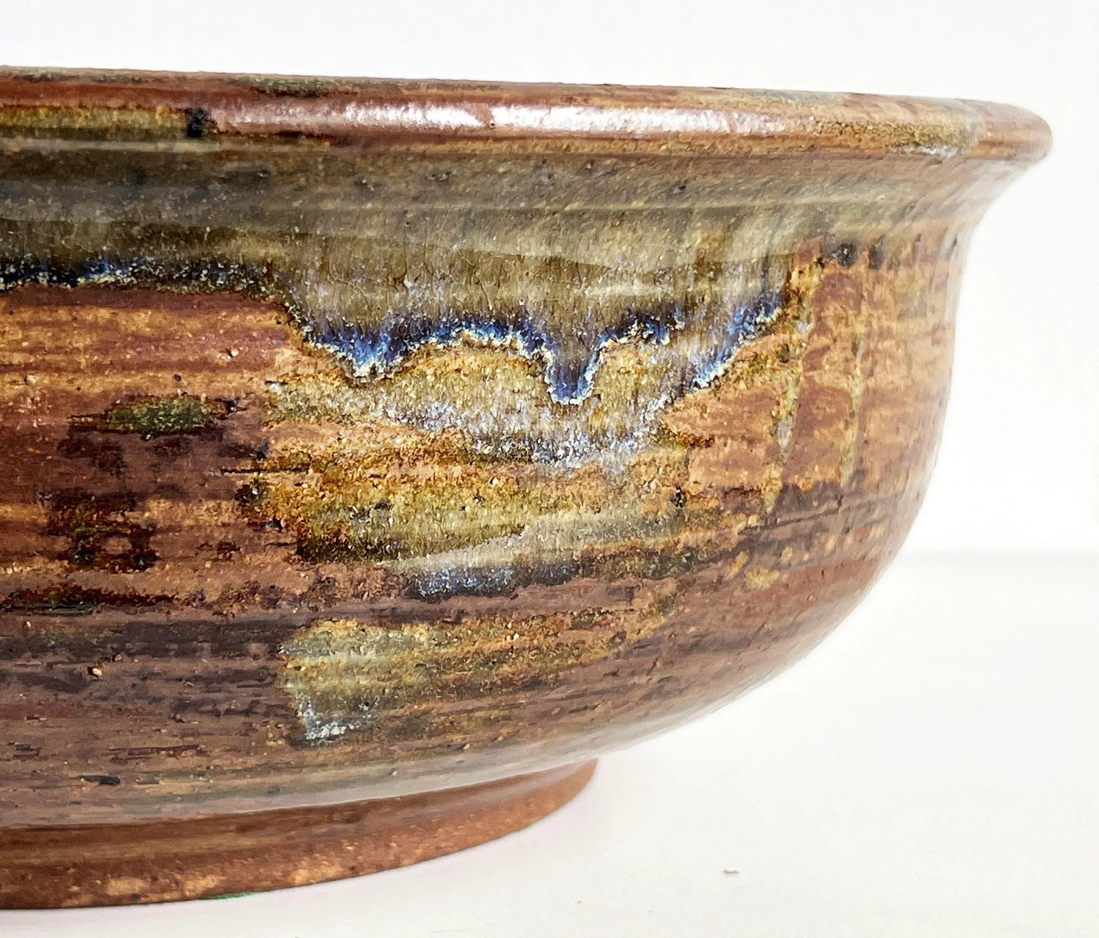 Large Signed Studio Pottery Bowl by John Gasper in Earthy Glaze Tones - 8