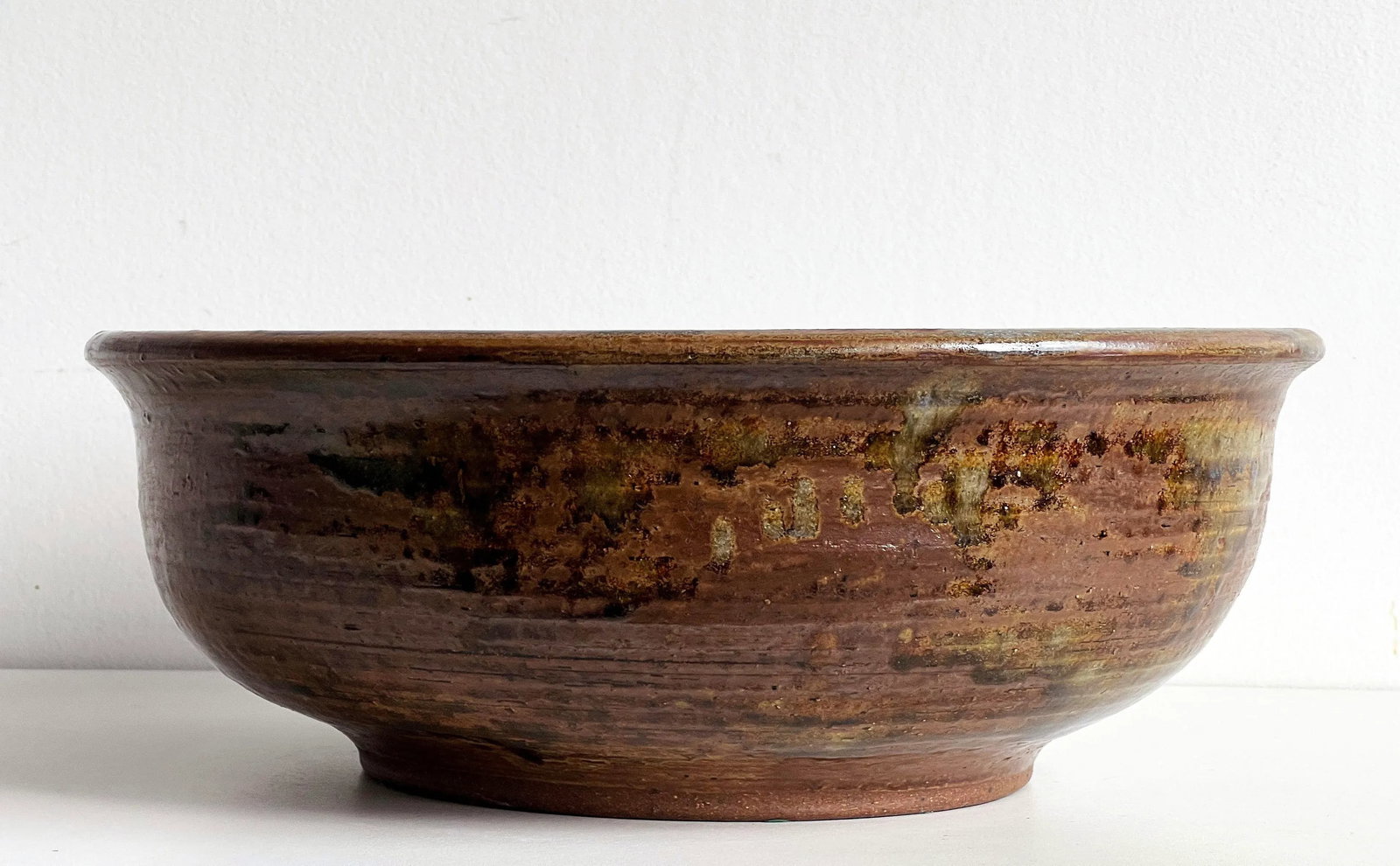 Large Signed Studio Pottery Bowl by John Gasper in Earthy Glaze Tones - 9