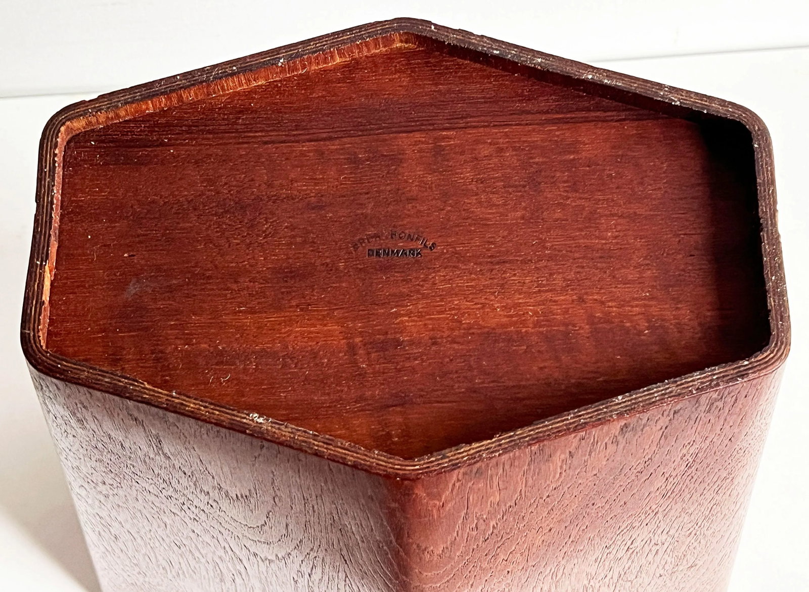 c.1960's Mid Century Danish Modern Teak Wastebasket by Rude Bonfils - 11