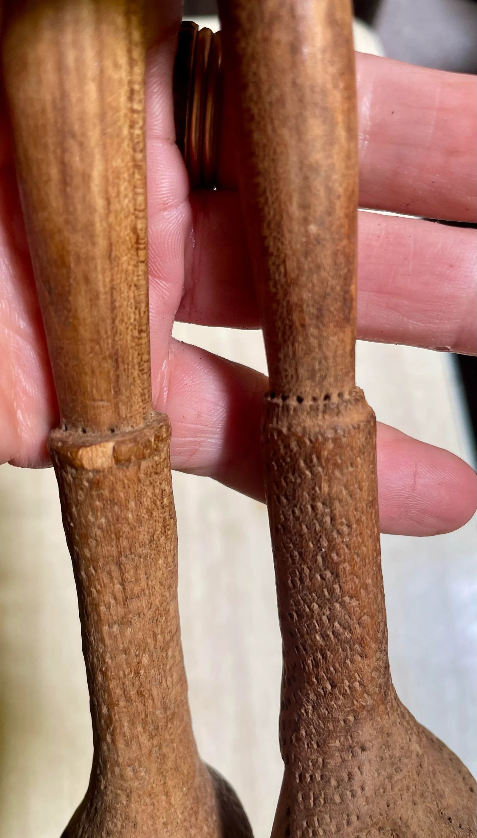 Mid 20th Century Hand Carved Country French Salad Spoon & Fork Folk Art Claw Talon- A Pair - 10