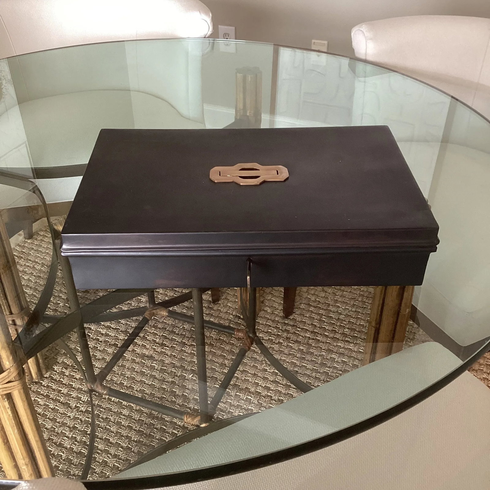 Late 20th Century Set of Two Metal Storage Boxes With Brass Handles and Working Keys - 2