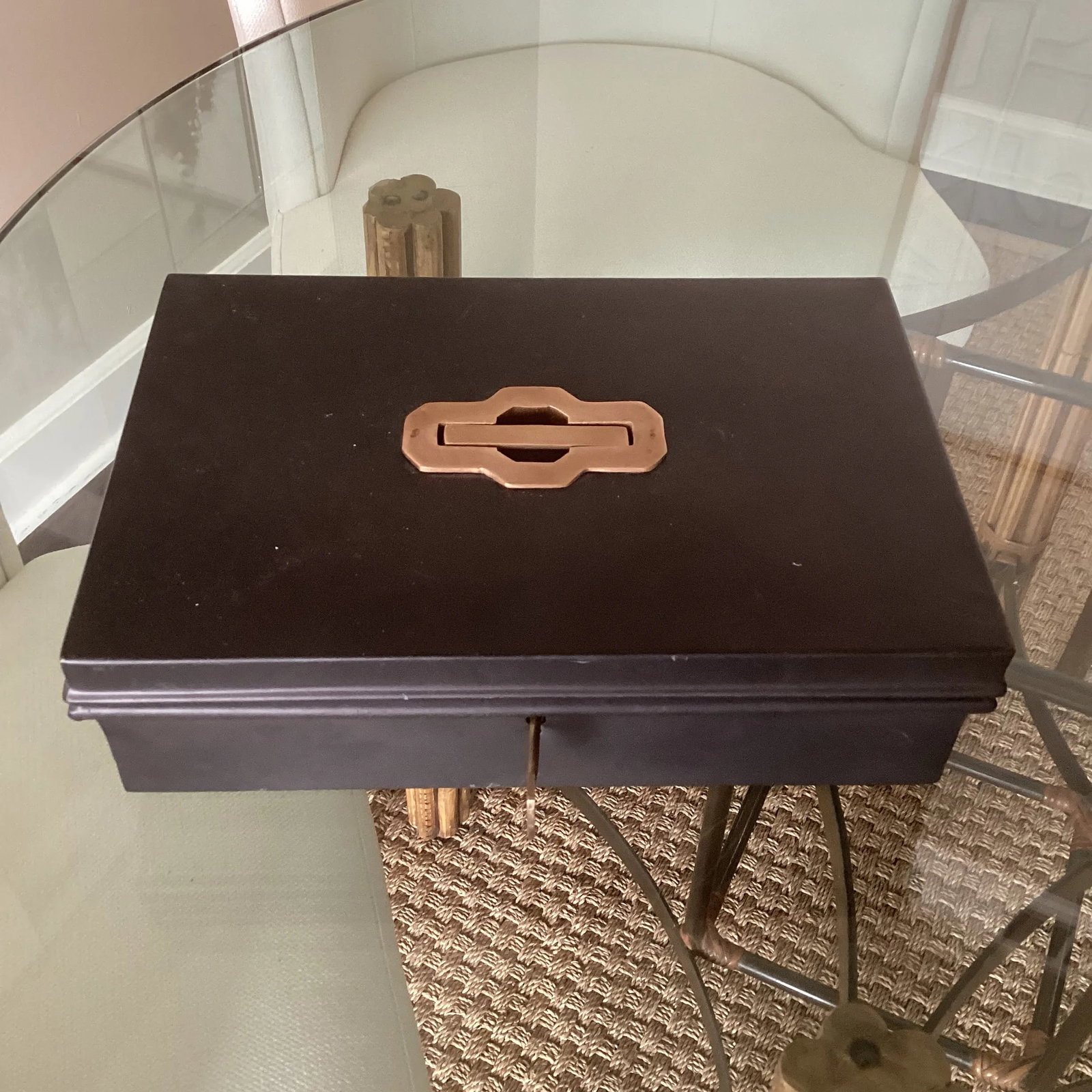 Late 20th Century Set of Two Metal Storage Boxes With Brass Handles and Working Keys - 3