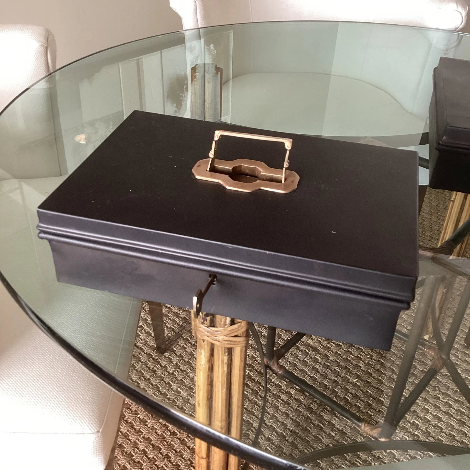 Late 20th Century Set of Two Metal Storage Boxes With Brass Handles and Working Keys - 8