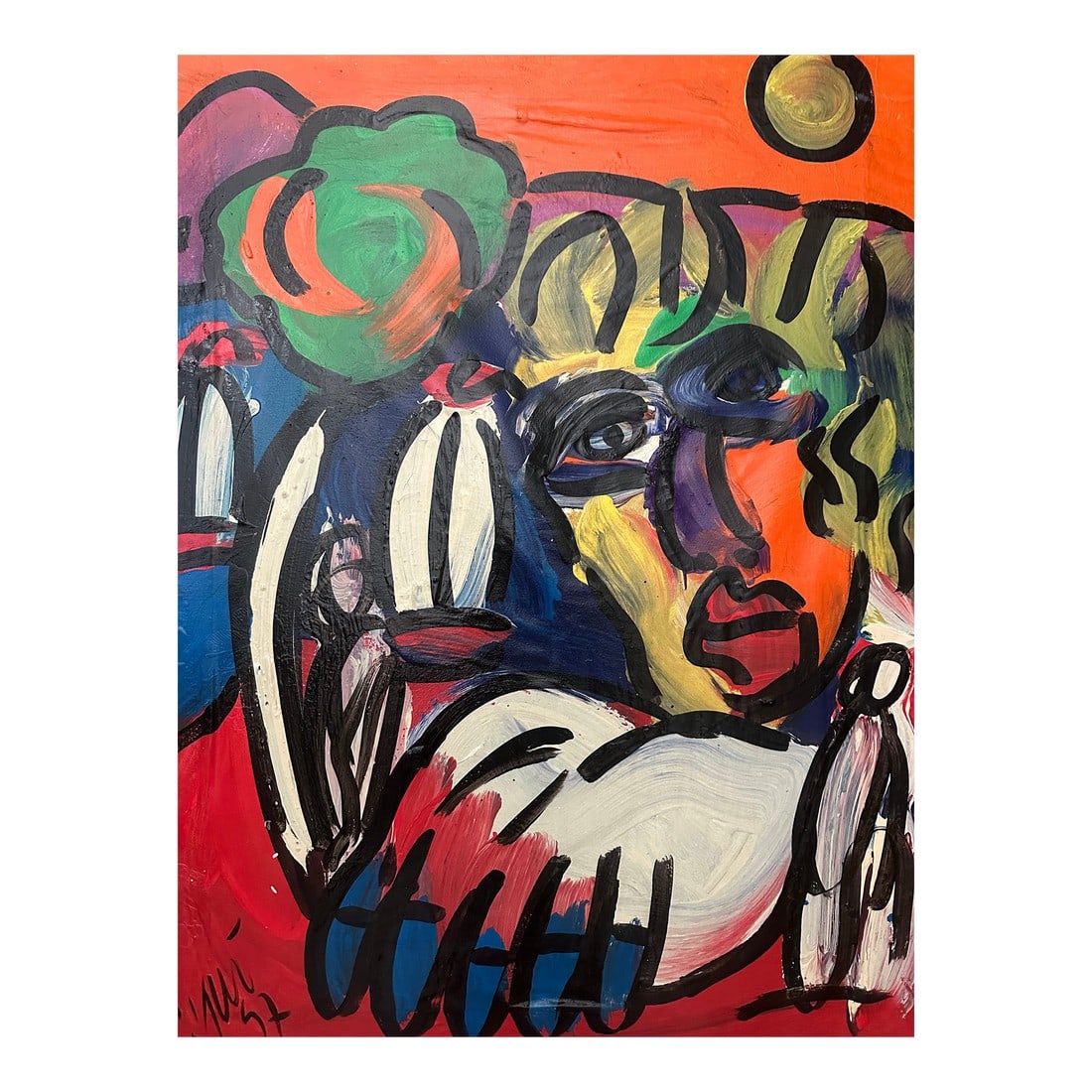Wannsee Original Painting by Artist Peter Keil, 1997: Peter Keil is a German artist that focuses primarily on abstract expressionism. Keil painted with some of the greats including Pablo Picasso, Andy Warhol and Joan Miro, to name a few. This is a gorgeo