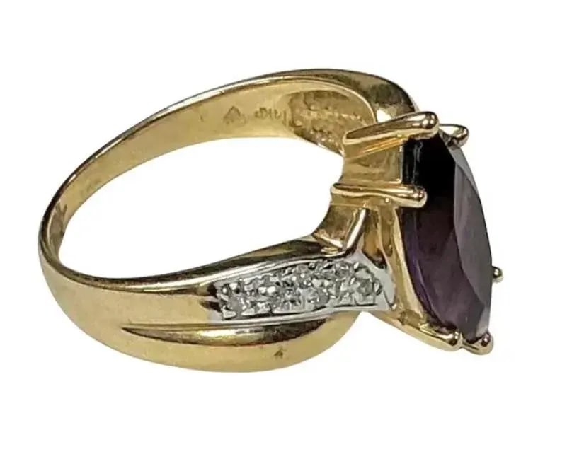 Amethyst and Diamond 14k Yellow Gold Ring - 2