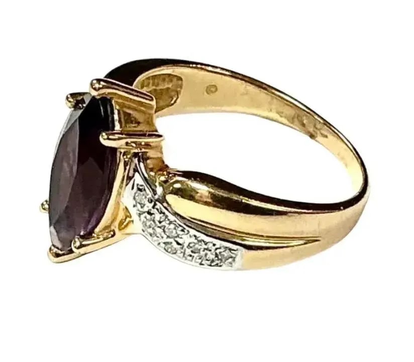 Amethyst and Diamond 14k Yellow Gold Ring - 3
