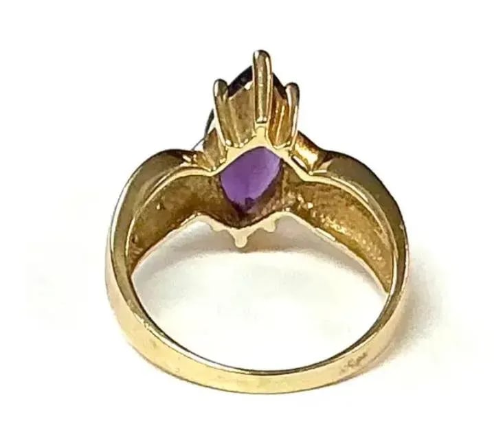 Amethyst and Diamond 14k Yellow Gold Ring - 4