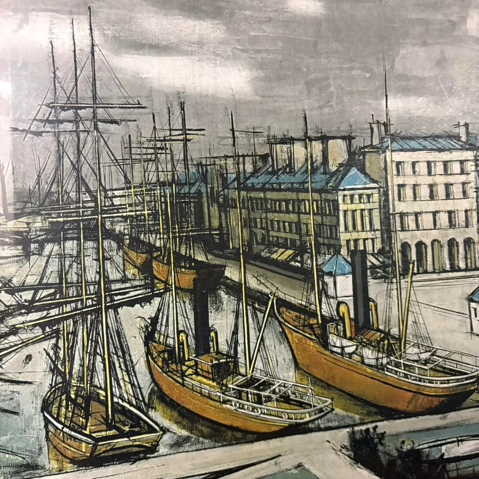 Bernard Buffet "Le Havre" Harbor Scene Lithograph, 1972 - 8