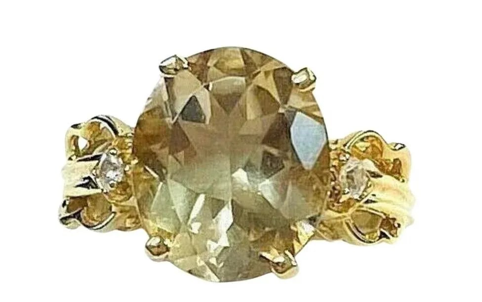 Quartz and Diamond 14k Yellow Gold Ring - 3