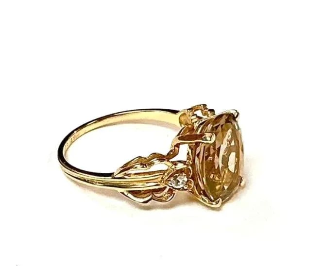 Quartz and Diamond 14k Yellow Gold Ring - 4