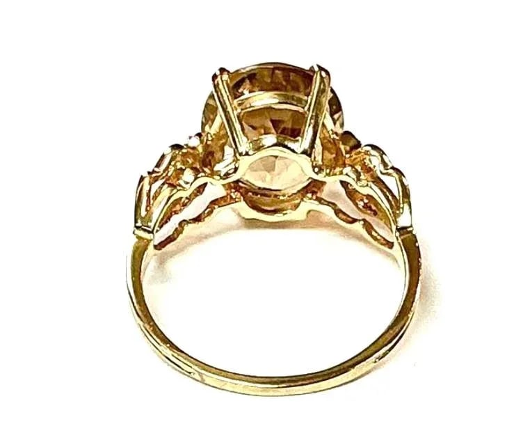 Quartz and Diamond 14k Yellow Gold Ring - 5