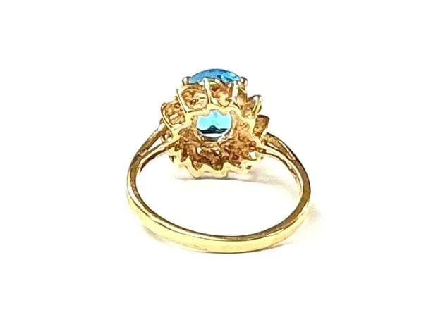 Blue Topaz 14k Yellow Gold and Diamond Ring - 4