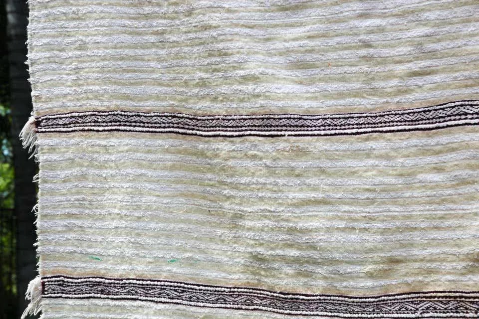 Large Vintage Moroccan Handcrafted Tribal Wedding Blanket Throw with Sequins - 2