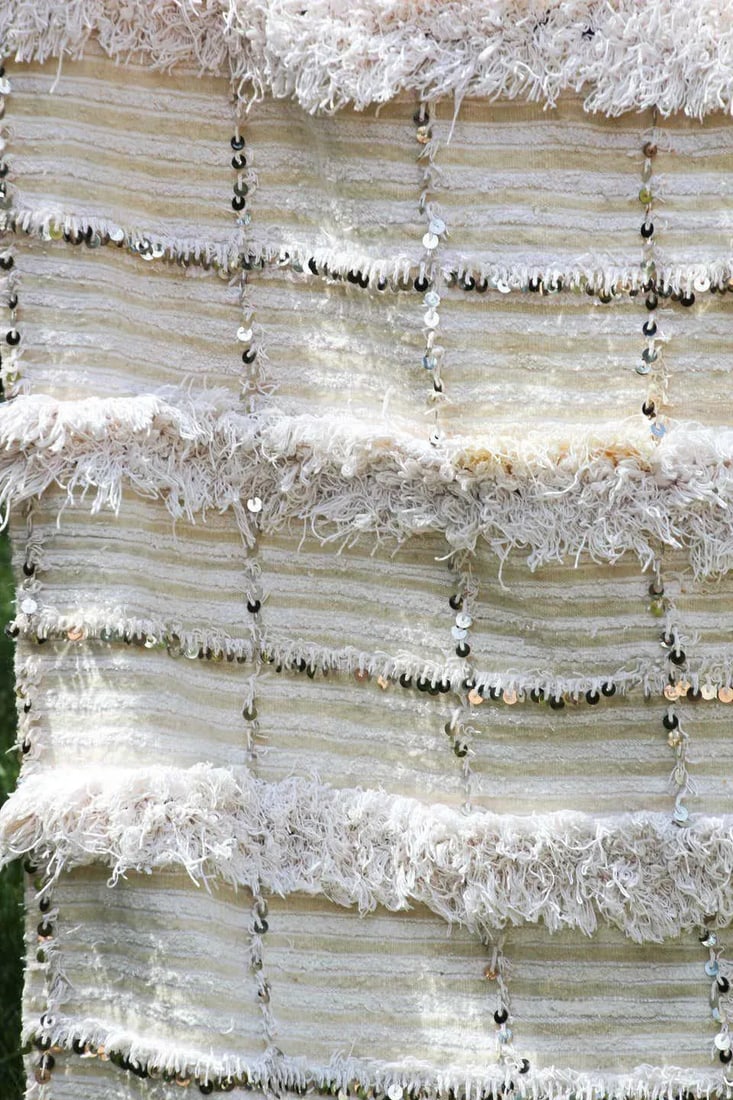 Large Vintage Moroccan Handcrafted Tribal Wedding Blanket Throw with Sequins - 6