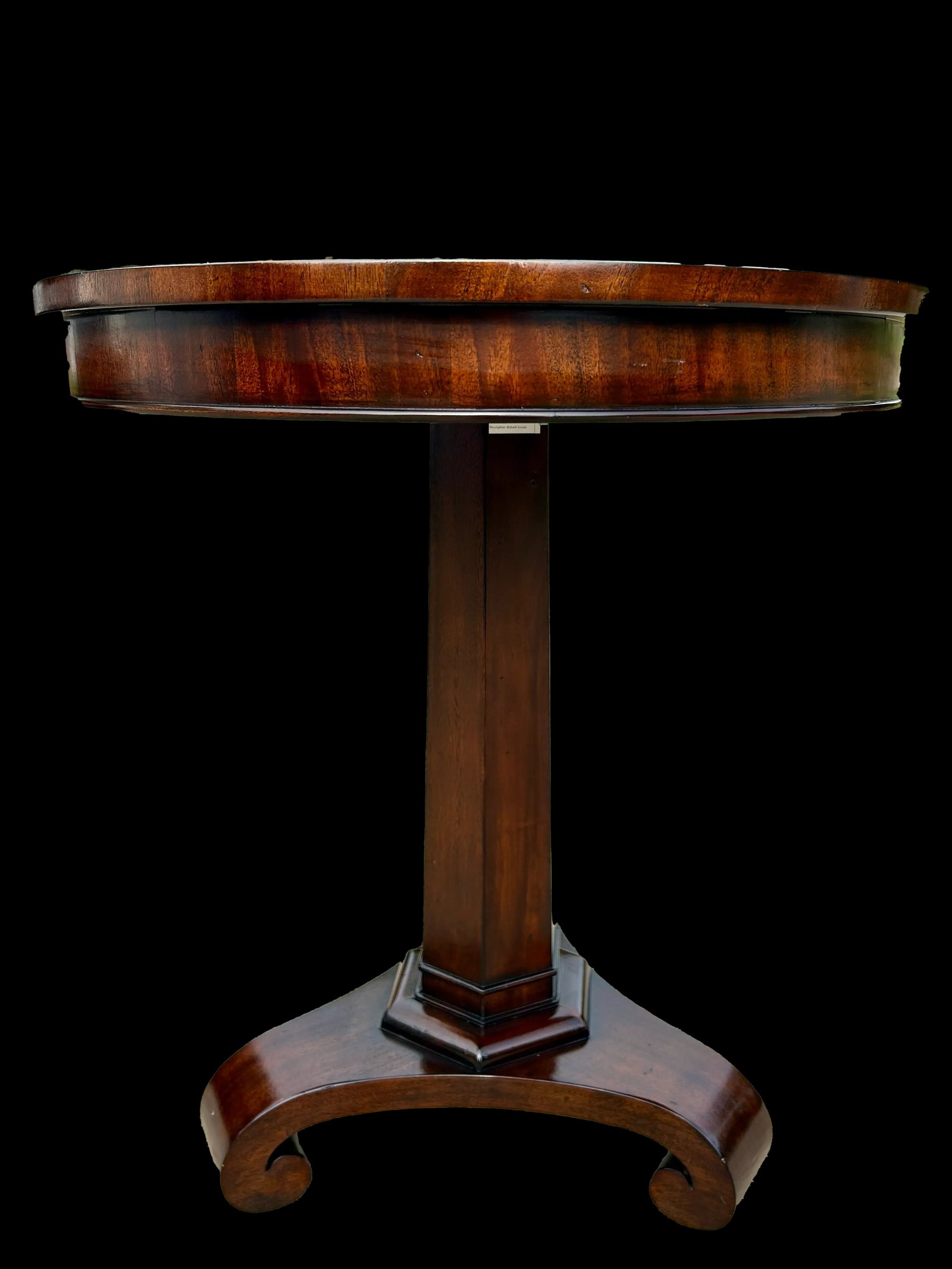 Restoration Hardware Solid Mahogany Empire Style Round Pedestal Accent Table - 3