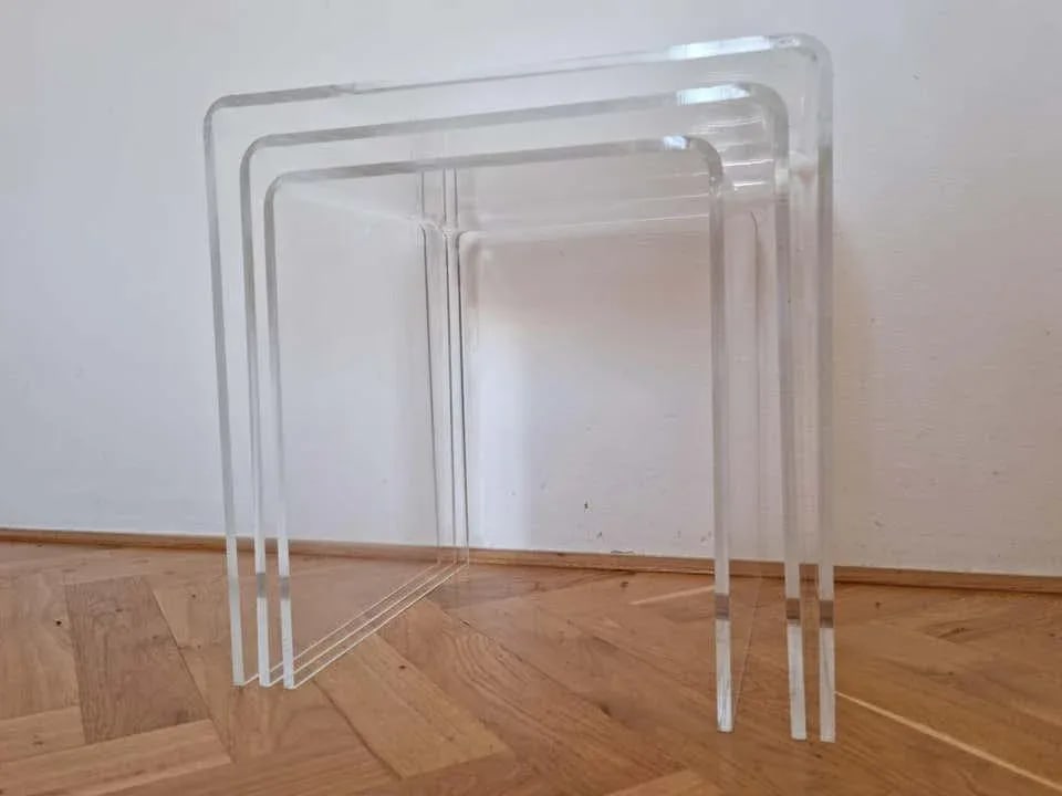 Vintage Postmodern Plexiglass Waterfall Nesting Tables 1980s, Set of 3 - 10