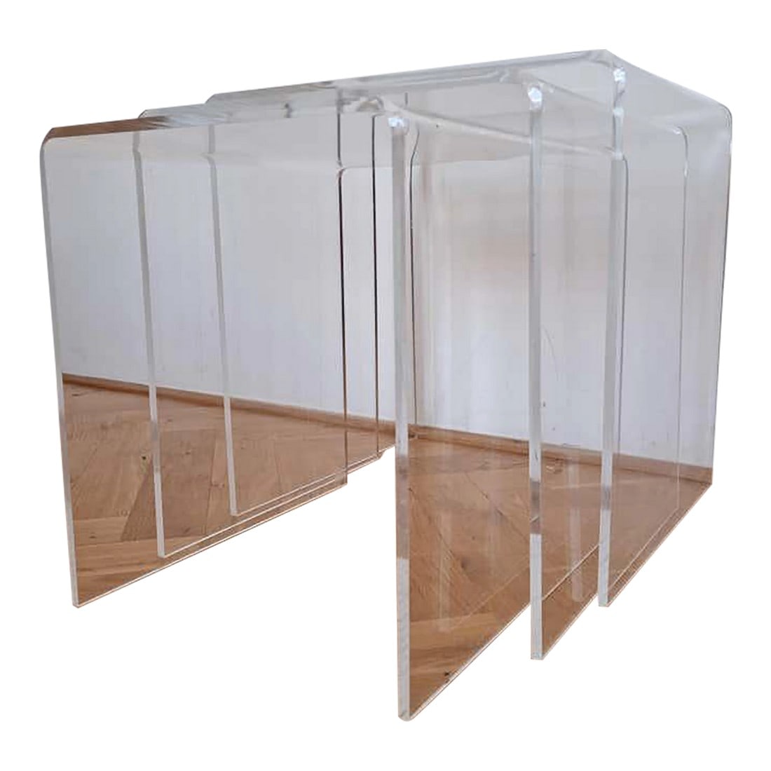 Vintage Postmodern Plexiglass Waterfall Nesting Tables 1980s, Set of 3 (1 of 14)