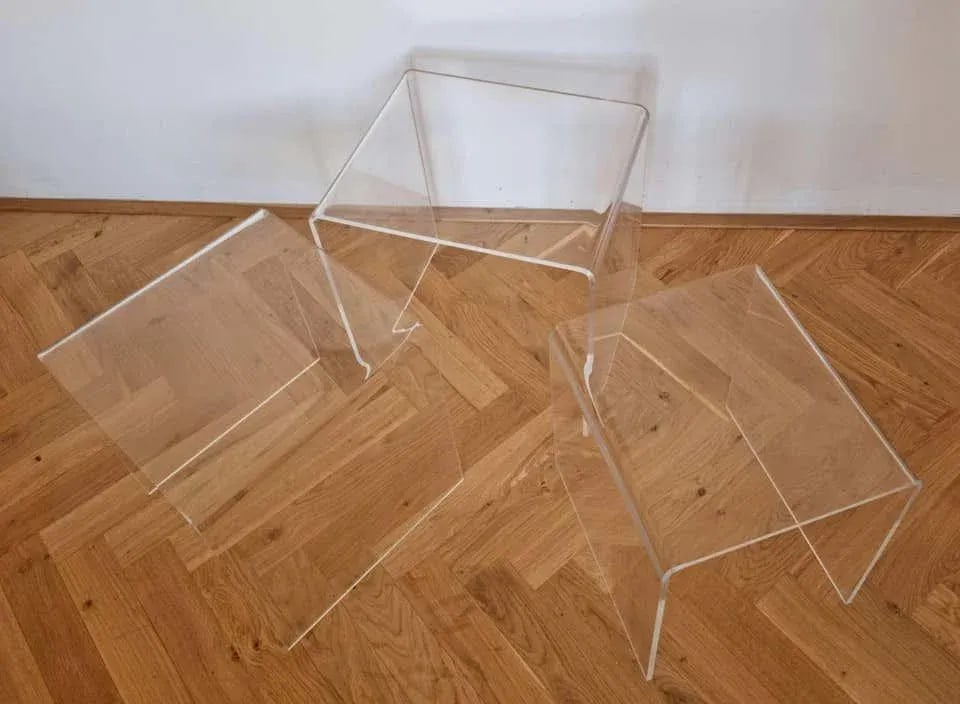 Vintage Postmodern Plexiglass Waterfall Nesting Tables 1980s, Set of 3 - 3