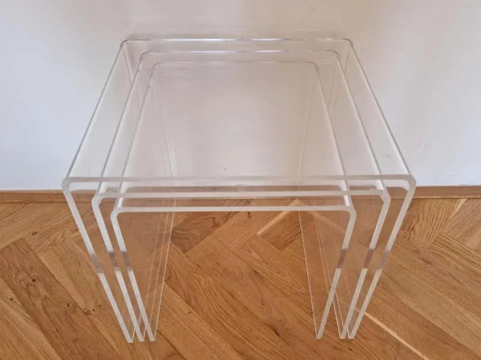 Vintage Postmodern Plexiglass Waterfall Nesting Tables 1980s, Set of 3 - 6